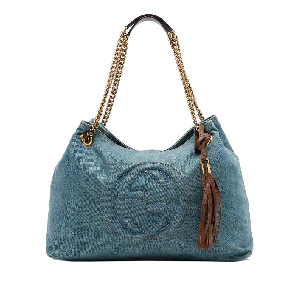 Pre-Loved Gucci Medium Denim Soho Chain Tote